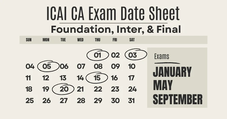 ICAI CA Exam Date Sheet – Foundation, Inter, & Final
