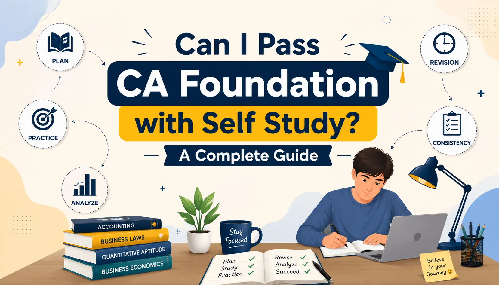 Can I Pass CA Foundation with Self Study? A Complete Guide – CA Foundation self-study preparation with study planning, practice, revision and exam strategy