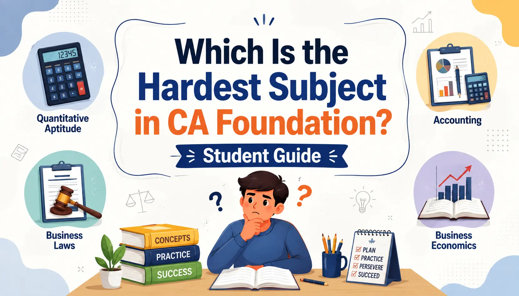 Which Is the Hardest Subject in CA Foundation? Student Guide featuring Accounting, Business Laws, Quantitative Aptitude, and Business Economics